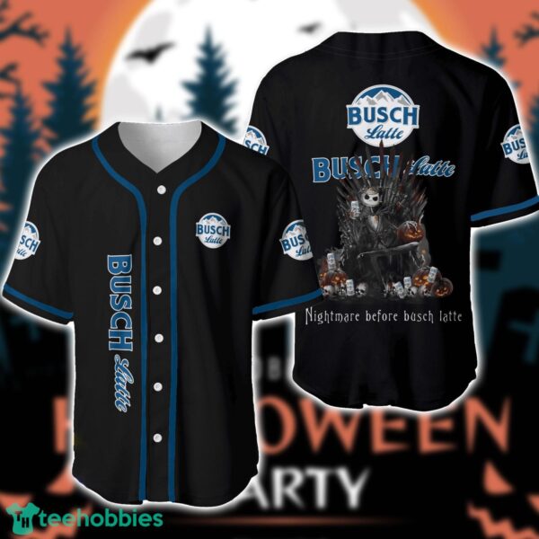 Nightmare Before Busch Latte Jack Skellington Baseball Jersey Shirt Special Halloween Gift Product Photo 1