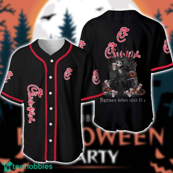Nightmare Before Chick-fil-A Jack Skellington Baseball Jersey Shirt Special Halloween Gift Product Photo 1