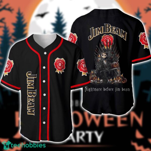 Nightmare Before Jim Beam Jack Skellington Baseball Jersey Shirt Special Halloween Gift Product Photo 1