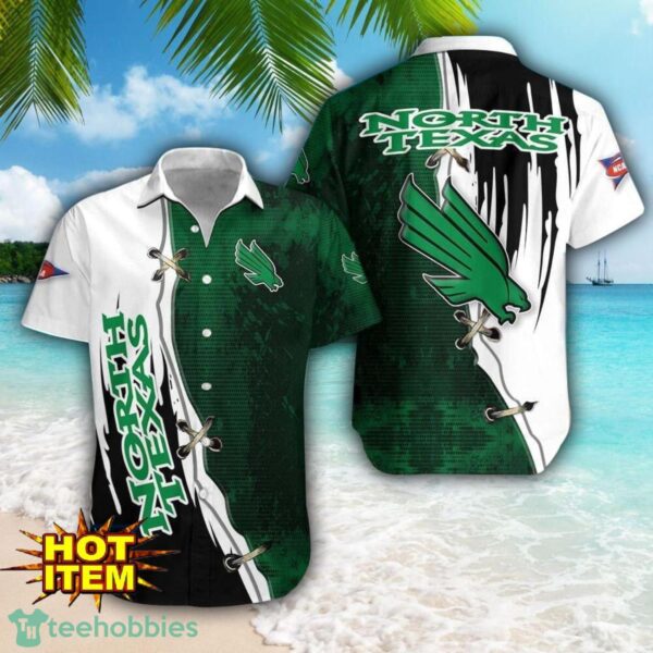 North Texas Mean Green Logo Team Printed 3D Hawaiian Shirt Beach Summer Gift Product Photo 1