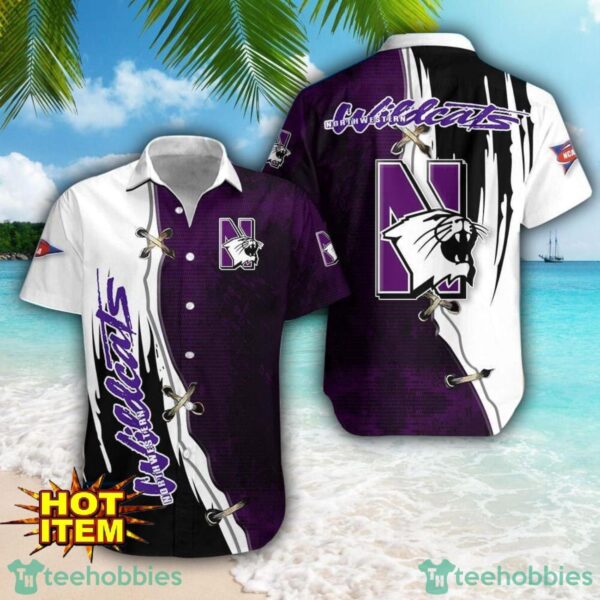 Northwestern Wildcats Football Logo Team Printed 3D Hawaiian Shirt Beach Summer Gift Product Photo 1