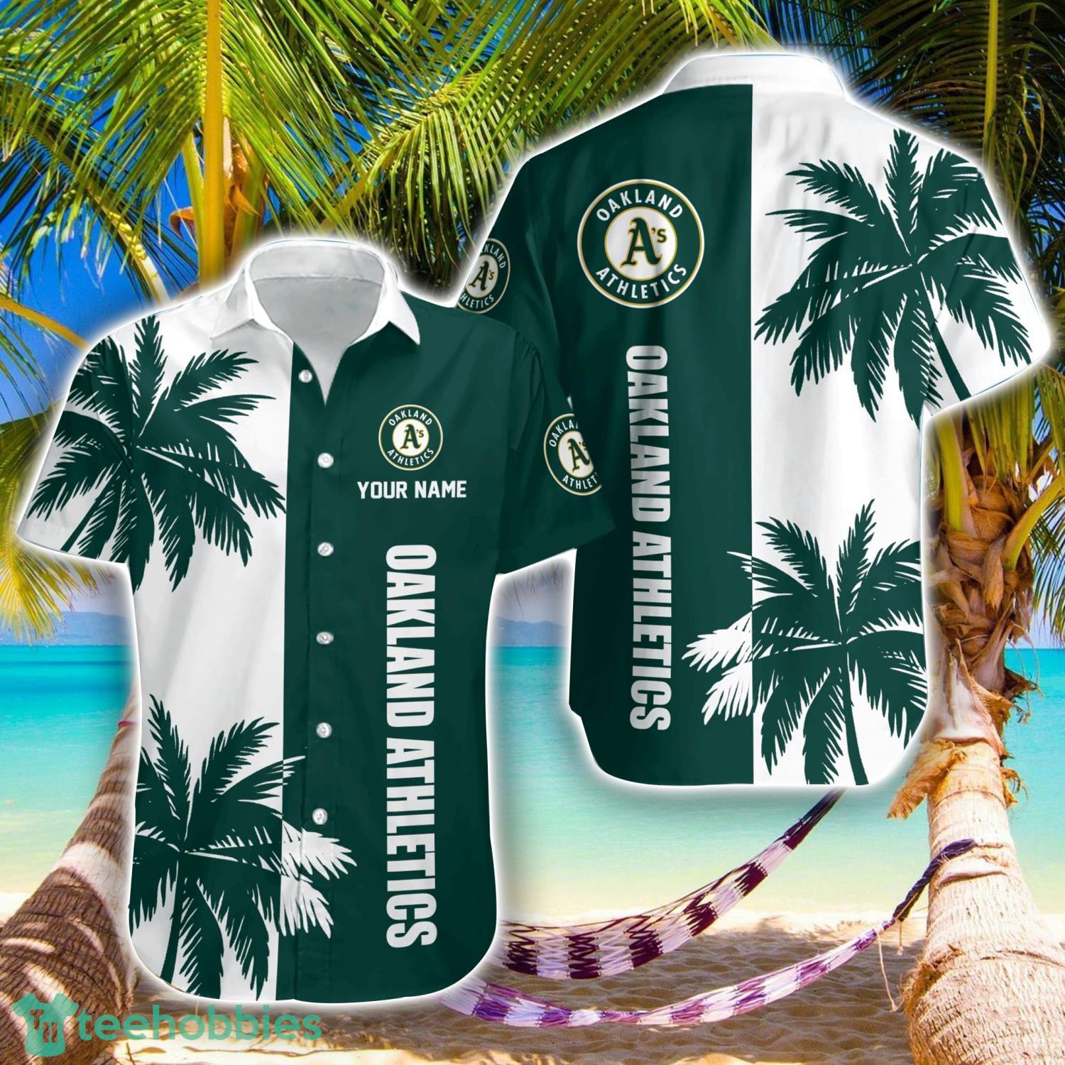Oakland Athletics MLB Beach Coconut Hawaiian Shirt Trending Summer Gift Custom Name Product Photo 1