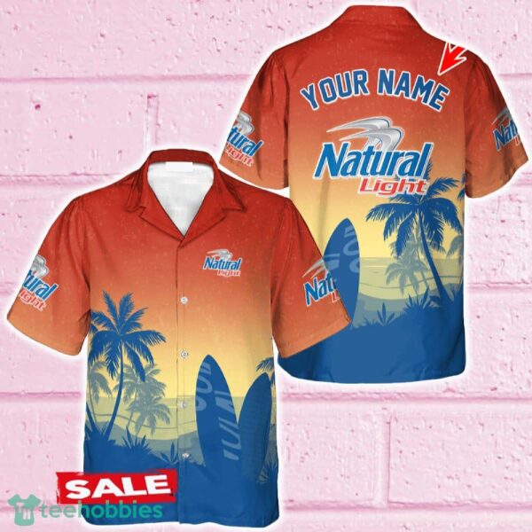 Personalized Natural Light Palm Tree Surfboard Hawaiian Shirt Beer For Men Women Summer Beach - Personalized Natural Light Palm Tree Surfboard Hawaiian Shirt Beer For Men Women Summer Beach