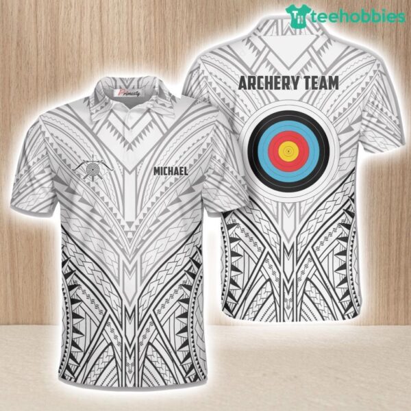 Personalized Team Name Archery Target White Tribal Personalized Archery Polo Shirts Product Photo 1