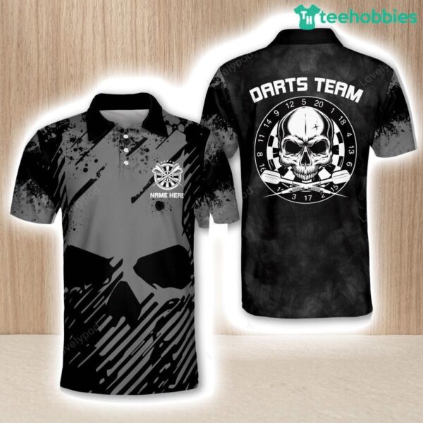 Personalized Team Name Dart Apparel Skull Dart Polo Shirts For Men Dart Team Shirt Gift For Dart Lover Product Photo 1