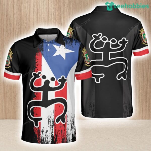Puerto Rico King Polo Shirt Black Puerto Rico Flag Shirt For Adults Gift Idea For Puerto Rico Fans Product Photo 1