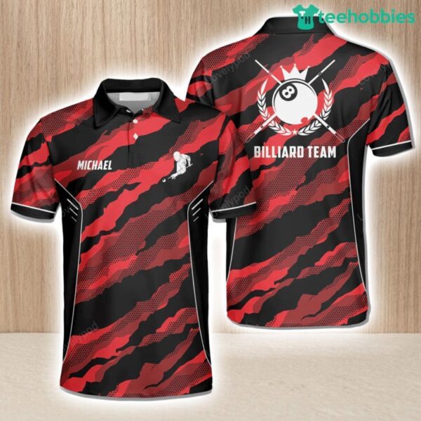 Red Tiger Skin Personalized Billiard Shirts For Men Product Photo 1