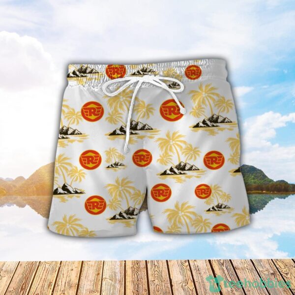 Royal Enfield Yellow Coconut Pattern Combo 3D Hawaiian Shirt And Shorts Product Photo 2