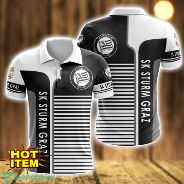 SK Sturm Graz Striped 3D Polo Shirt For Men Product Photo 1