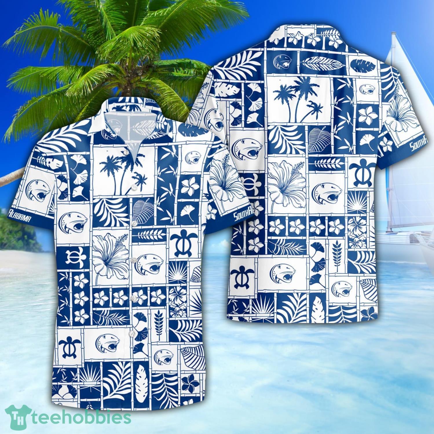 South Alabama Jaguars 3D Hawaiian Shirt Special Beach Pattern Hawaii Shirt image South Alabama Jaguars 3D Hawaiian Shirt Special Beach Pattern Hawaii Shirt Product Photo 1