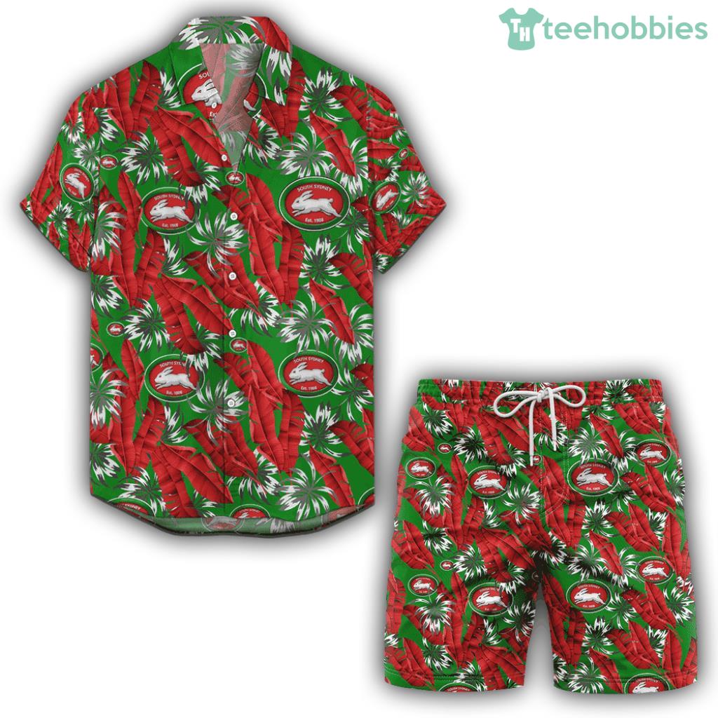 South Sydney Rabbitohs Hawaiian Shirt And Shorts Paradise NRL Trending Summer 2024 Product Photo 1