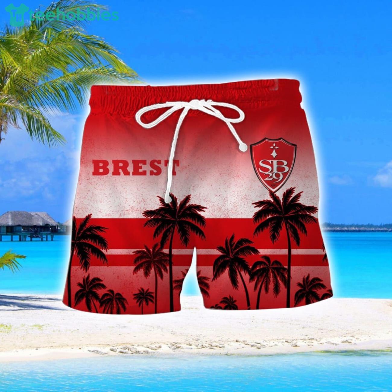 Stade Brestois 29 Coconut Aloha Hawaiian Shirt And Shorts Beach Set For Men And Women image Stade Brestois 29 Coconut Aloha Hawaiian Shirt And Shorts Beach Set For Men And Women Product Photo 2