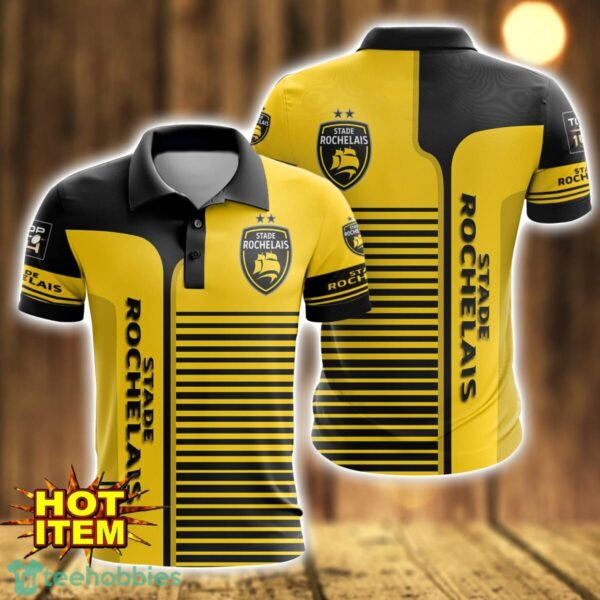 Stade Rochelais Striped 3D Polo Shirt For Men Product Photo 1