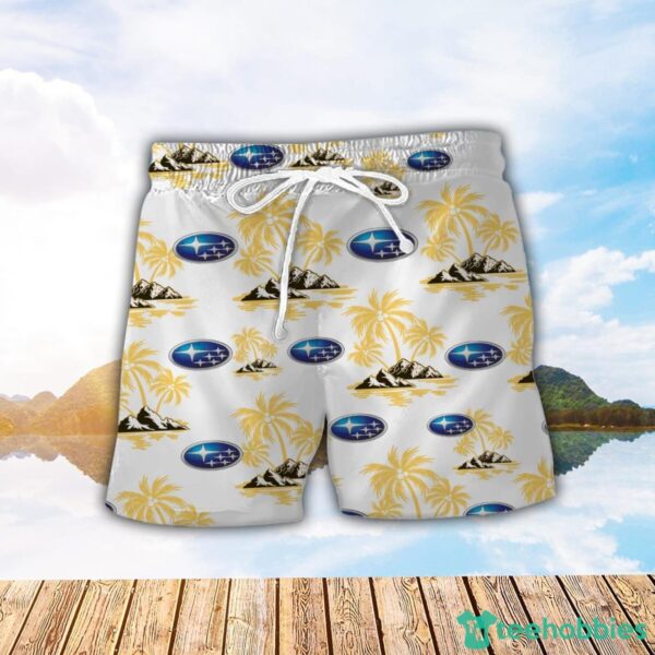Subaru Yellow Coconut Pattern Combo 3D Hawaiian Shirt And Shorts Product Photo 2