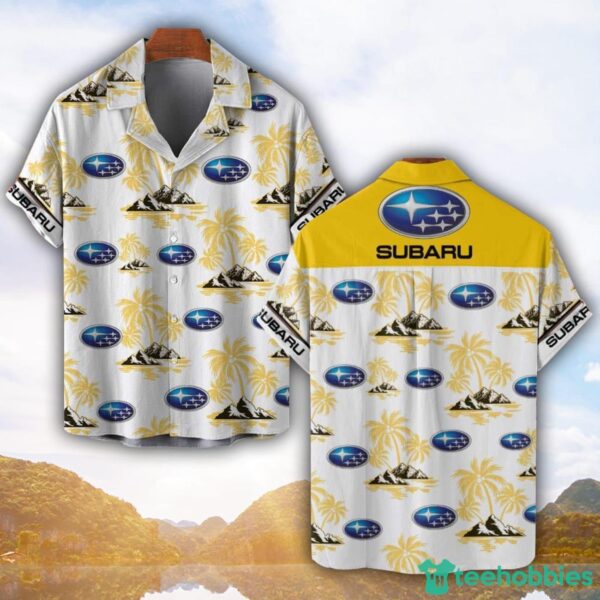 Subaru Yellow Coconut Pattern Combo 3D Hawaiian Shirt And Shorts Product Photo 1