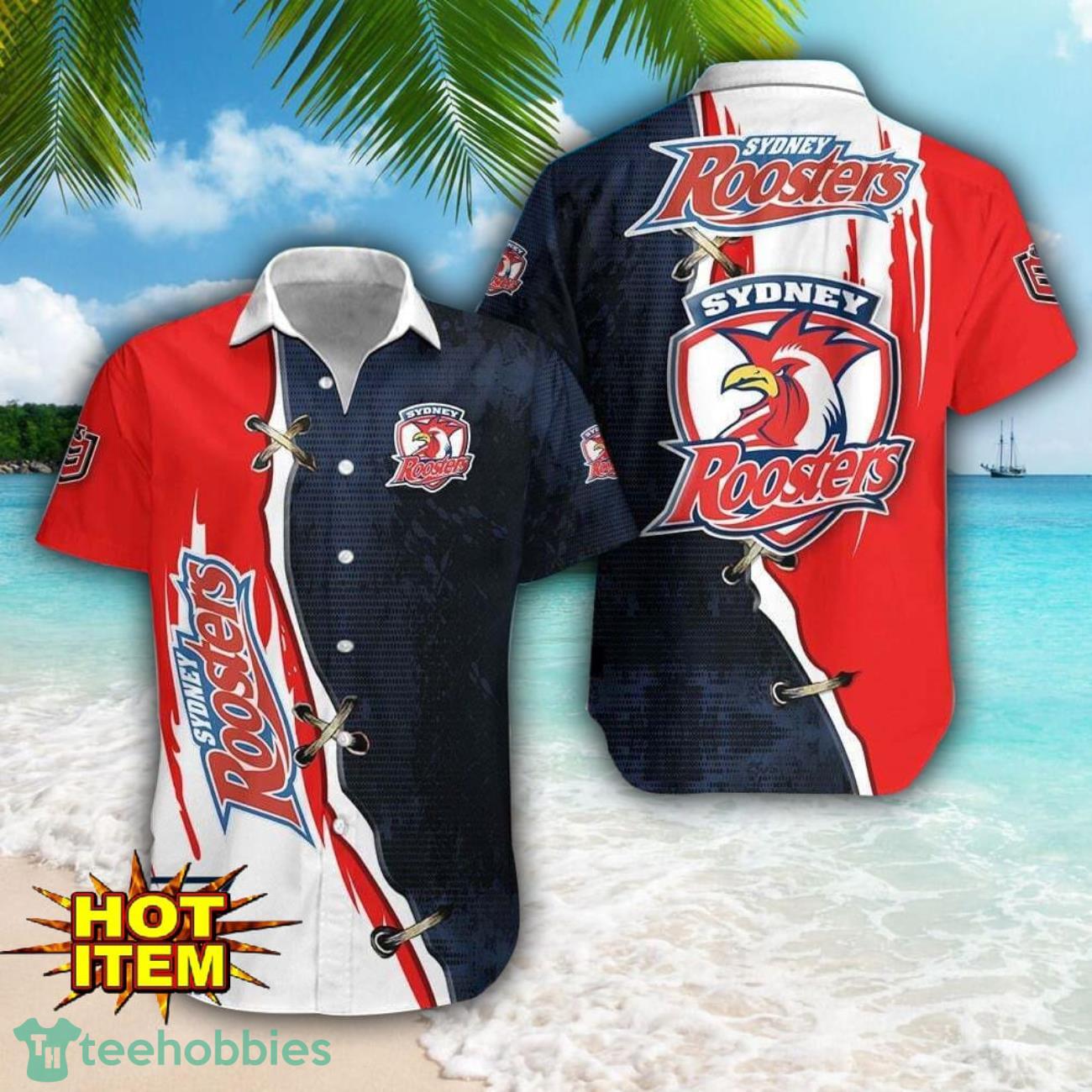 Sydney Roosters Logo Team Printed 3D Hawaiian Shirt Beach Summer Gift image Sydney Roosters Logo Team Printed 3D Hawaiian Shirt Beach Summer Gift Product Photo 1