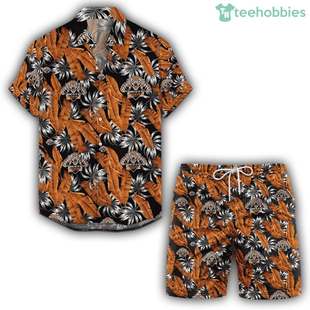 Wests Tigers Hawaiian Shirt And Shorts Paradise NRL Trending Summer 2024 Product Photo 1