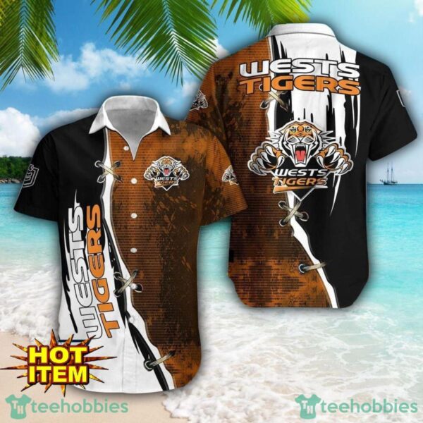 Wests Tigers Logo Team Printed 3D Hawaiian Shirt Beach Summer Gift Product Photo 1