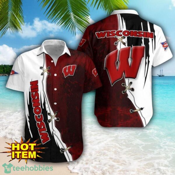 Wisconsin Badgers Logo Team Printed 3D Hawaiian Shirt Beach Summer Gift Product Photo 1