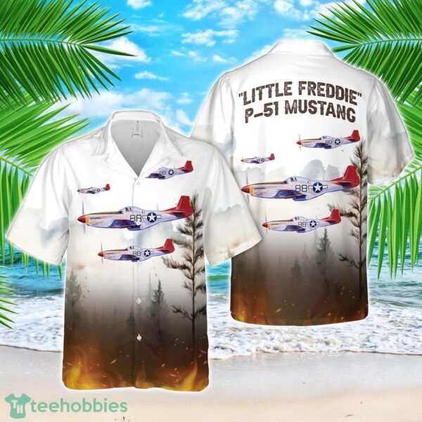 32nd Fighter Group the famed Tuskegee Airmen Little Freddie P-51 Mustang 3D Hawaiian Shirt Beach Shirt Product Photo 1