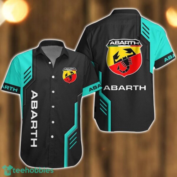 Abarth Logo Mix Light Blue and Black Color Hawaiian Shirt For Men And Women Product Photo 1