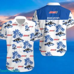 ADVANCE AUTO PARTS Blue Coconut Tree Pattern Beach Hawaiian Shirt And Shorts For Men And Women Product Photo 2
