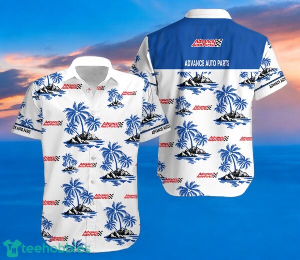 ADVANCE AUTO PARTS Blue Coconut Tree Pattern Beach Hawaiian Shirt And Shorts For Men And Women Product Photo 2