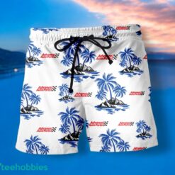 ADVANCE AUTO PARTS Blue Coconut Tree Pattern Beach Hawaiian Shirt And Shorts For Men And Women Product Photo 1