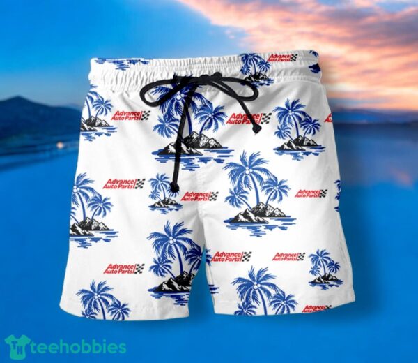 ADVANCE AUTO PARTS Blue Coconut Tree Pattern Beach Hawaiian Shirt And Shorts For Men And Women Product Photo 1