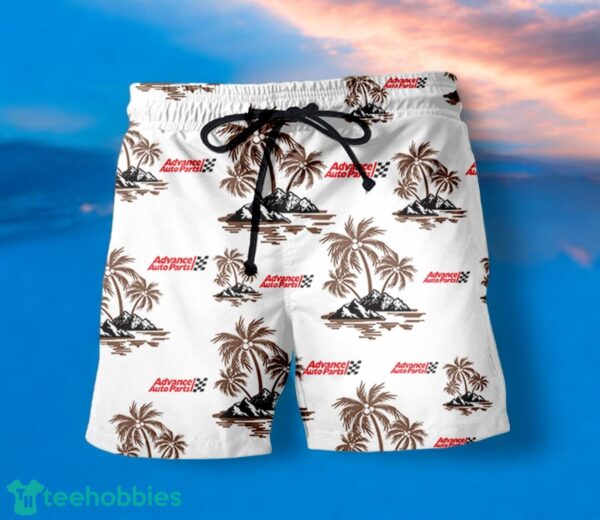 ADVANCE AUTO PARTS Coconut Tree Pattern Beach Hawaiian Shirt And Shorts For Fans Product Photo 2