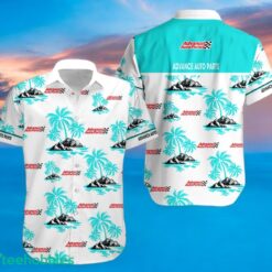 ADVANCE AUTO PARTS Coconut Tree Pattern Beach Hawaiian Shirt And Shorts Light Blue Hawaii Shirt Product Photo 2