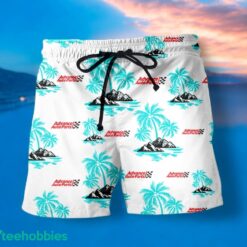 ADVANCE AUTO PARTS Coconut Tree Pattern Beach Hawaiian Shirt And Shorts Light Blue Hawaii Shirt Product Photo 1
