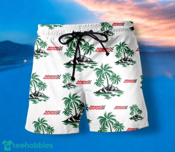 ADVANCE AUTO PARTS Green Coconut Tree Pattern Beach Hawaiian Shirt And Shorts For Men And Women Product Photo 2