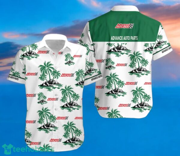 ADVANCE AUTO PARTS Green Coconut Tree Pattern Beach Hawaiian Shirt And Shorts For Men And Women Product Photo 1