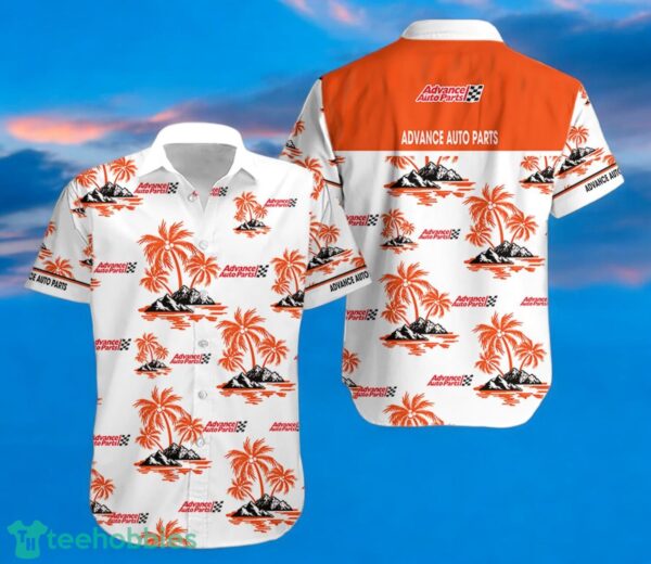 ADVANCE AUTO PARTS Orange Coconut Tree Pattern Beach Hawaiian Shirt And Shorts For Men And Women Product Photo 1