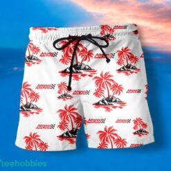 ADVANCE AUTO PARTS Red Coconut Tree Pattern Beach Hawaiian Shirt And Shorts For Men And Women Product Photo 2