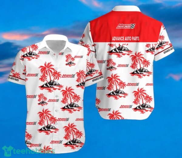 ADVANCE AUTO PARTS Red Coconut Tree Pattern Beach Hawaiian Shirt And Shorts For Men And Women Product Photo 1