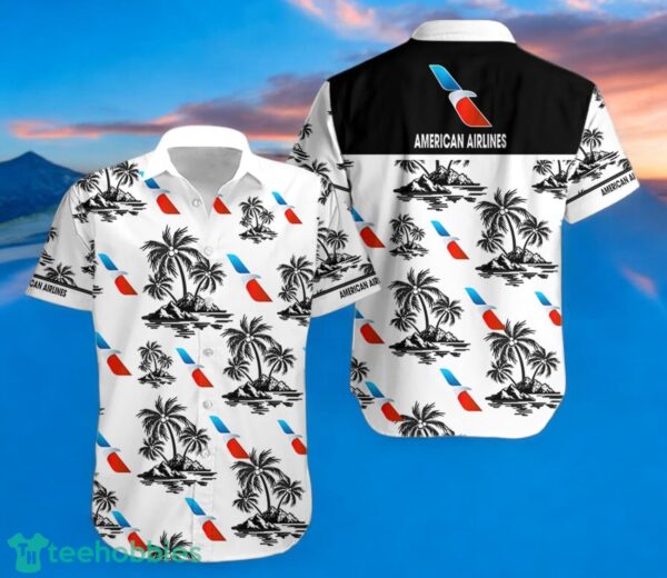 AMERICAN AIRLINES Black Coconut Tree Pattern Beach awaiian Shirt And Shorts For Men And Women Product Photo 2