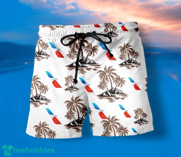 AMERICAN AIRLINES Coconut Tree Pattern Beach Hawaiian Shirt And Shorts For Fans Product Photo 2