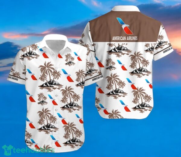 AMERICAN AIRLINES Coconut Tree Pattern Beach Hawaiian Shirt And Shorts For Fans Product Photo 1