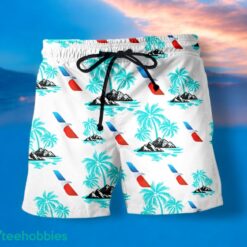 AMERICAN AIRLINES Coconut Tree Pattern Beach Hawaiian Shirt And Shorts Light Blue Hawaii Shirt Product Photo 1