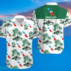 AMERICAN AIRLINES Green Coconut Tree Pattern Beach Hawaiian Shirt And Shorts For Men And Women Product Photo 1