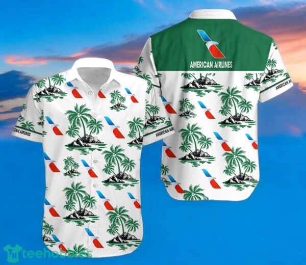 AMERICAN AIRLINES Green Coconut Tree Pattern Beach Hawaiian Shirt And Shorts For Men And Women Product Photo 1