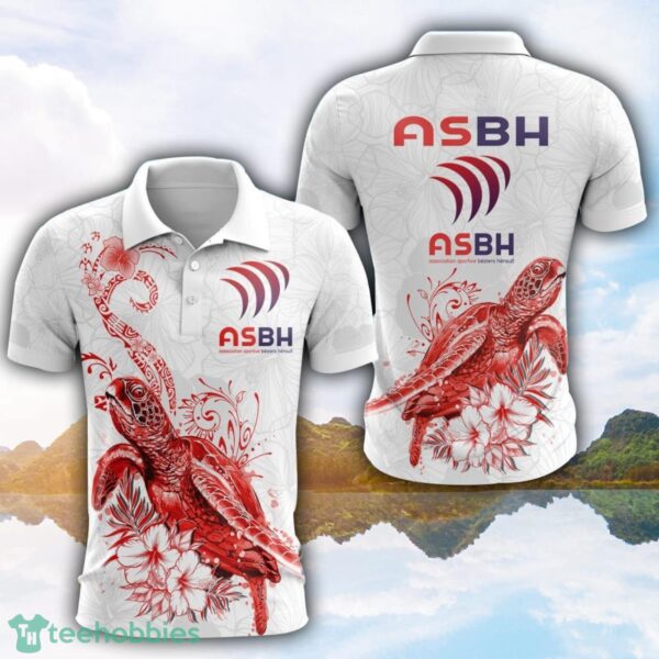 AS Beziers Herault Turtle White Polo Shirt For Men And Women Gofl Polo Product Photo 1