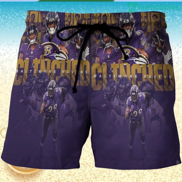 Baltimore Ravens Clinched Team2 3D Printed Hawaiian Shorts Product Photo 1