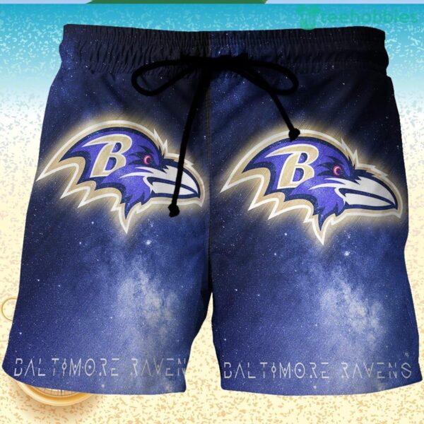 Baltimore Ravens Galaxy 3D Printed Hawaiian Shorts Product Photo 1