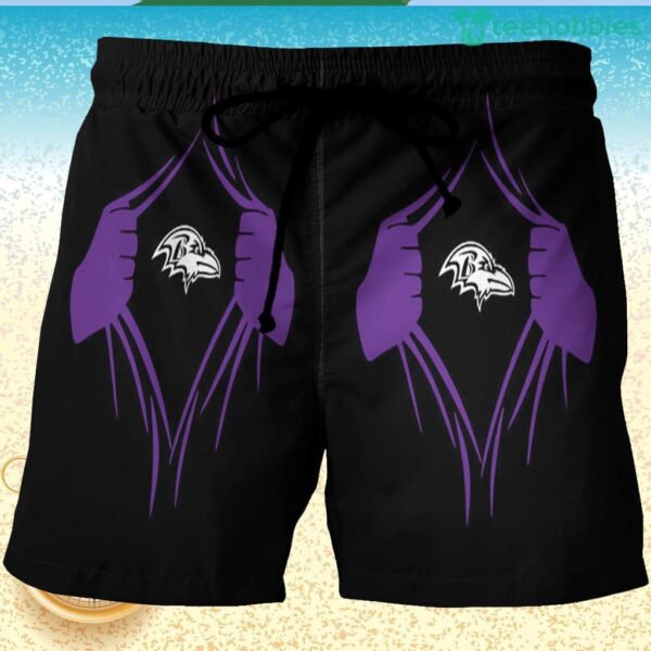 Baltimore Ravens Hands2 3D Printed Hawaiian Shorts Product Photo 1