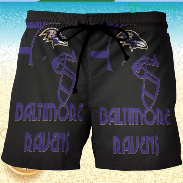 Baltimore Ravens Helmet2 3D Printed Hawaiian Shorts Product Photo 1