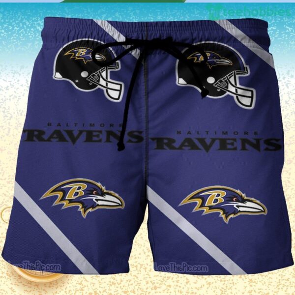 Baltimore Ravens Helmet3 3D Printed Hawaiian Shorts Product Photo 1