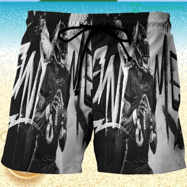 Baltimore Ravens Lamar Jackson 8 v18 3D Printed Hawaiian Shorts Product Photo 1